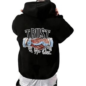 WDIRARA Men's Graphic Letter Print Drawstring Hoodie Long Sleeve Sweatshirt Casual Top Pullovers