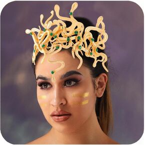 Bartosi Medusa Snake Headband Greek Goddess Headdress Halloween Cosplay Headpiece for Carnival Party Supplies