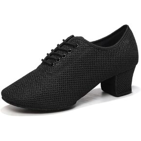 Women's Dance Shoes Close Toe Low Heel Lace up Latin Salsa Ballroom Practice Teaching Shoes
