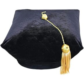 CLERKMANS Doctoral PhD Graduation Velvet Tam with Gold Bullion Tassel, 4 Sided