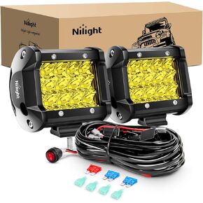 Nilight LED Light Bar 2PCS 4 بوصة 36W Amber Triple Row Spot LED LED BAR 3600LM مقاوم للماء مصابيح الطرق مع 16AWG الأسلاك HARNESS LED-2 ، ضمان لمدة عامين