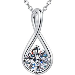 Moissanite Necklace for Women, 1 Carat Dainty Infinity Moissanite Pendant with 925 Sterling Silver Chain for Wife, Mother, Girlfriend Jewelry Gifts