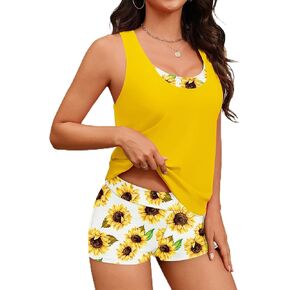 Ai'Mage Tankini Swimsuits للنساء 3 قطعة بدلات الاستحمام Criss Cross Tankini مع قمم الدبابات حمالة الصدر والراغاف