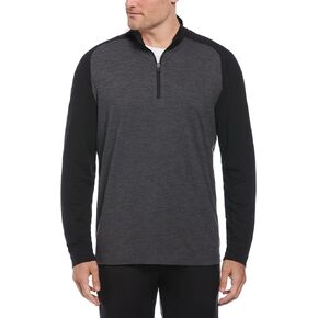 PGA TOUR Men's Lux Touch Quarter Zip Golf Pullover, Long Sleeve, Mock Neck, Premium Stretch, Lightweight Heathered Fabric