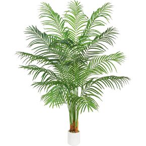 Artificial Palm Tree Indoor Plant Tall Fake Tropical Palm Tree in Pot, Real Bark Design Faux Areca Palm Tree for Home Office Living Room Bedroom Farmhouse Modern Outdoor Topiary Tree (18 Trunks, 6 FT)