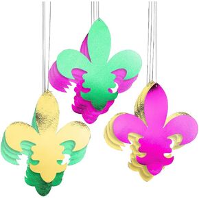 Fun Express Mardi Gras Fleur-de-lis Metallic Foil Wall Cutouts - 12 Pieces