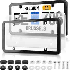 2 Pack Clear License Plate Covers with Frames, Car License Plates Holder, Universal Fit for US Standard Plates, Includes Mounting Accessories,Scratch-Resistant(Color:Frameless)