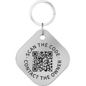 2-in-1 Keychain Rings Smart QR Code Tag in One, Easy Retrieve Lost Keys, Belongings, Reward for Return, Innovative Key Organizer Gifts Silver, 1 Pack
