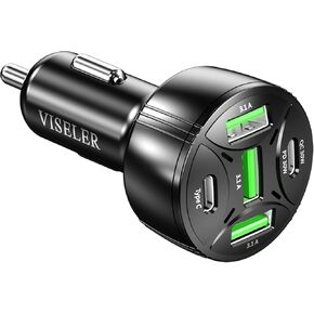 USB C Car Charger Adapter 84W 10.8A, 4 Port Fast Car Charger, PD3.0 QC3.0 Car Phone Charger Fast Charging Compatible with iPhone 13 12 11 Pro Max, Samsung Galaxy S21 20/Note 20, Pixel, LG.