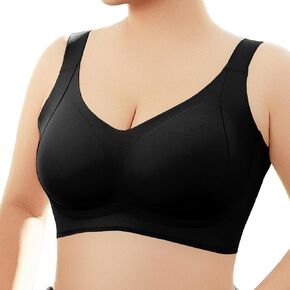 Fittingirls Plus-Size V-Neck Comfort Bra Non-Wired Full Coverage Seamless Padded Design Smooth Under Any Outfit