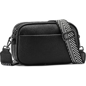GAEKEAO Small Crossbody Bags for Women Vegan Leather Guitar Strap Shoulder Handbag Purse Camera Bag with Triple Top Zipper