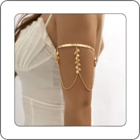 Punk Star Shell ButterfLy Tassel Upper Arm Cuff Boho Chain Long Pendant Armlet Bangle Bracelet Beach Wedding Bridal Arm Accessory for Women