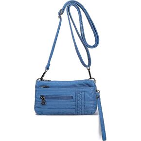 Haytijoe Triple Zip Crossbody Purses Small Crossbody Bags for Women Travel Cell Phone Purse Soft Leather Shoulder Handbags