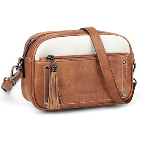 MASINTOR Crossbody Bags for Women Vegan Leather, Trendy Shoulder Purse with Adjustable Strap and Tassel