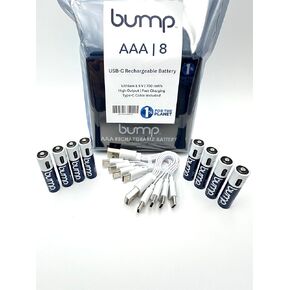 bump AAA Rechargeable Batteries - 4 Pack - Lithium Ion, High Output, Fast & Long Lasting USB-C Charge, Use w/Remote Control, Battery Operated Toys, Keyboard, Wireless Mice, Charger Cable Included