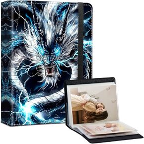 Photo Album 4x6-120 Photos Capacity,PU Leather Cover with Elastic Band,High Definition Waterproof PP Pages for Family Wedding Anniversary Baby Record,Colorful Giraffe