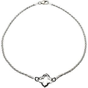 Sterling Silver Clover 1.5mm Diamond-Cut Rope Nickel Free Chain Anklet Italy