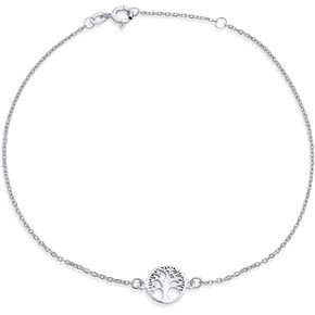 Bling Jewelry Round Celtic Family Tree Of Life Anklet Ankle Bracelet For Women .925 Sterling Silver Adjustable 9 To 10 Inch With Extender Adjustable