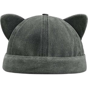 Cute Beanies Kitten Brimless Hat Docker Cap Skullcap Beanie Rolled Cuff Hat No Brim Hats with Adjustable