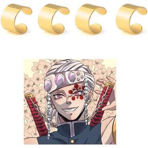 4PC Tengen Uzui Earrings Anime Uzui Tengen Cosplay attoo Costume Ear Studs Acessories