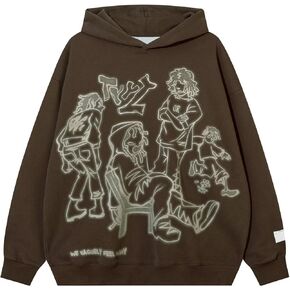 FantasyGears Mens Hoodies Y2k Oversized Graphic Hoodie Harajuku Vintage Jacket Hooded Pullover Sweatshirt For Women