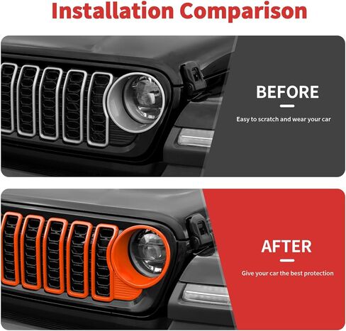 Front Grille Grill Insert+Headlight Turn Light Cover Trim Compatible with 2024-2025+ Jeep Wrangler JL JLU & Gladiator JT Exterior Accessories,Not Fit for JL Sport & Sports(White) in Kuwait