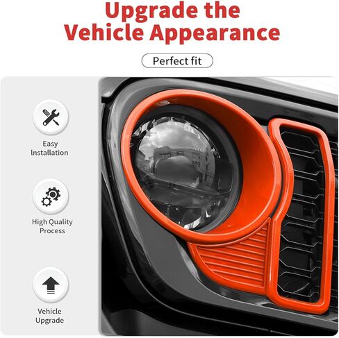 Front Grille Grill Insert+Headlight Turn Light Cover Trim Compatible with 2024-2025+ Jeep Wrangler JL JLU & Gladiator JT Exterior Accessories,Not Fit for JL Sport & Sports(White) in Kuwait