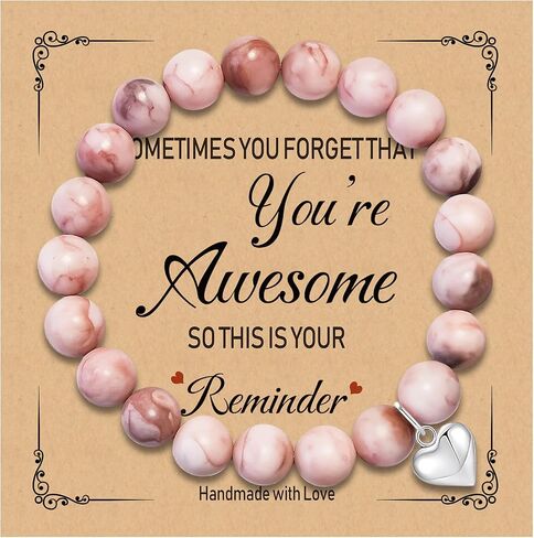 Zerobe Heart-shaped Pendant Natural Stone Bracelet for Women - Faith&Birthday Gifts for Teens Girl, Best Friends, Godmothers, and Secret Sisters in Saudi Arabia
