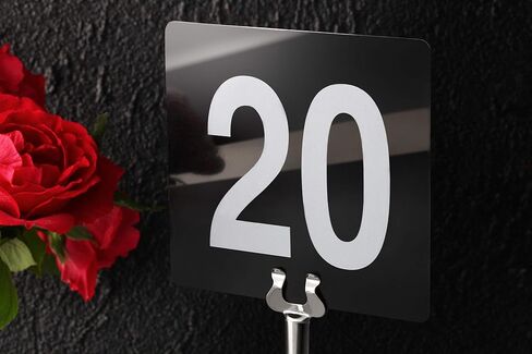New Star Foodservice 23176 1 to 50-Double Side Plastic Table Numbers, 4 by 4 Black on, White in Saudi Arabia
