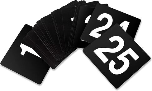 New Star Foodservice 23176 1 to 50-Double Side Plastic Table Numbers, 4 by 4 Black on, White in Saudi Arabia