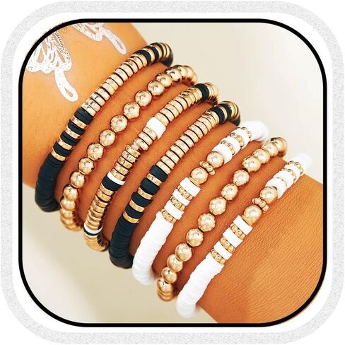 GORTIN Clay Bead Bracelets for Women Stretch Friendship Bracelets Stackable Surfer Heishi Bracelet Set in Saudi Arabia