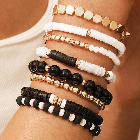 GORTIN Clay Bead Bracelets for Women Stretch Friendship Bracelets Stackable Surfer Heishi Bracelet Set in Saudi Arabia