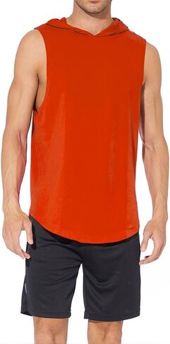 Men's Sleeveless Hooded Tank Tops Athletic Training Bodybuilding Hoodie Shirts Cotton Gym Cut Off Muscle T-Shirt in Kuwait