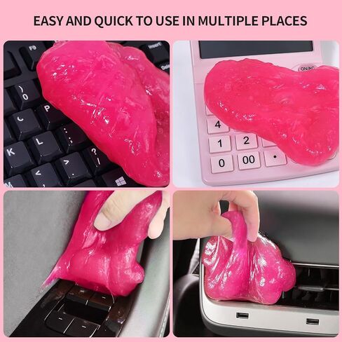 Multipurpose Cleaning Gel for Car and Home - Professional Auto Detailing Putty, Keyboard Cleaner, Reusable, Eco-Friendly, Biodegradable, Lemon Scented, 5.6 oz(Pink) in Saudi Arabia