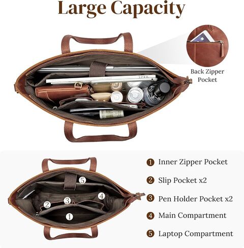 S-ZONE Leather Tote Bag for Women Large Shoulder Bag Work Top Handle Handbag Satchel Purse 2Pcs Set in Saudi Arabia