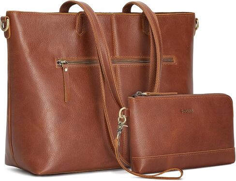 S-ZONE Leather Tote Bag for Women Large Shoulder Bag Work Top Handle Handbag Satchel Purse 2Pcs Set in Saudi Arabia