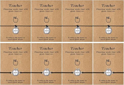 Henoyso 8 PCS PROSTER TESTARY GIFT ، HOPTS التخرج من أساور المعلمين مع بطاقات نعمة المعلم نعمة سوار قابل للتعديل لهدية المعلم in Saudi Arabia