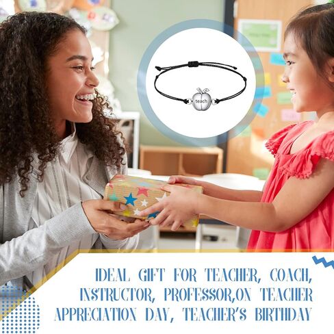 Henoyso 8 PCS PROSTER TESTARY GIFT ، HOPTS التخرج من أساور المعلمين مع بطاقات نعمة المعلم نعمة سوار قابل للتعديل لهدية المعلم in Saudi Arabia