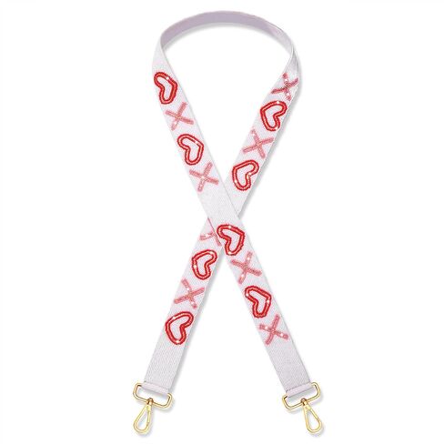 NVENF Valentine’s Day Purse Strap Replacement Beaded Purse Straps Red Pink XOXO Heart Crossbody Bag Purse Strap Accessories in Saudi Arabia