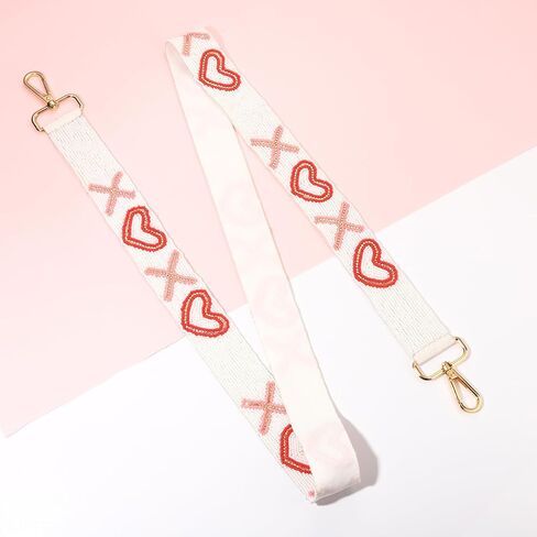 NVENF Valentine’s Day Purse Strap Replacement Beaded Purse Straps Red Pink XOXO Heart Crossbody Bag Purse Strap Accessories in Saudi Arabia