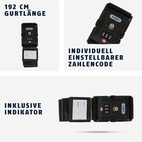 حزام Abus Dorcase مع TSA Lock 620tsa/192 - حزام حقيبة مع رمز رقمي 3 أرقام - علامة الاسم المدرجة - الأزرق in Kuwait