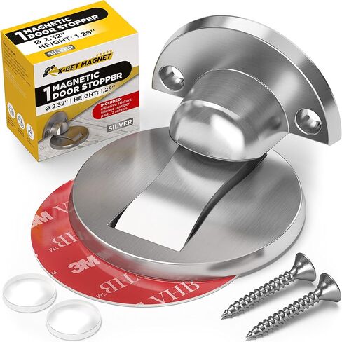 Magnetic Door Stop Black - Heavy Duty Door Stopper Self Adhesive - Door Stops for Bottom of Door - Magnetic Door Stopper Wall Protector Floor Mount - Magnetic Door Catch Door Holder Magnetic Doorstop in Kuwait