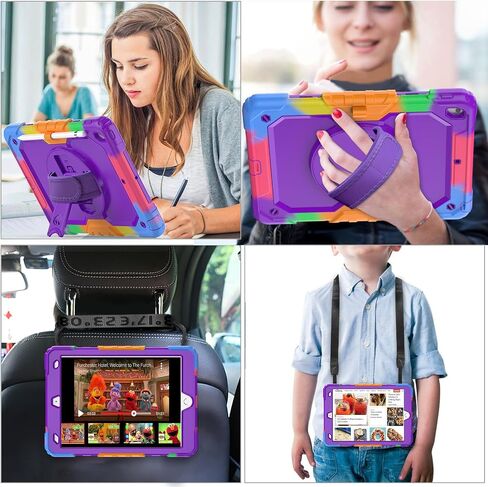 SIBEITU Case for iPad 10th Generation 10.9 Inch 2022 with Screen Protector Pencil Holder, Heavy Duty Protective Case, Rugged Shockproof Cover w/Stand Hand Grip Shoulder Strap for iPad 10th Gen, Black in Saudi Arabia