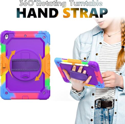 SIBEITU Case for iPad 10th Generation 10.9 Inch 2022 with Screen Protector Pencil Holder, Heavy Duty Protective Case, Rugged Shockproof Cover w/Stand Hand Grip Shoulder Strap for iPad 10th Gen, Black in Saudi Arabia