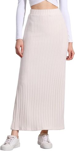 Allegra K High Waisted Long Skirt for Women's Slit Bodycon Knit Pencil Skirt in Kuwait