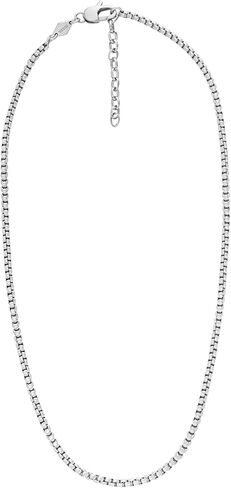 Fossil Men's All Stacked Up Stainless Steel Chain Necklace, Color: Silver (Model: JF04721040) in Saudi Arabia