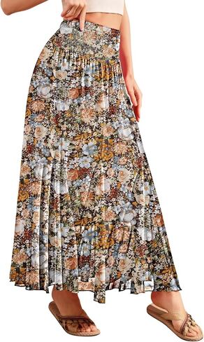 Cyinu Womens Long Maxi Skird chiffon مرنة عالية الخصر متطوس الأزهار المطبوعة الأزهار المطبوعة A-lip Boho الطويل للنساء in Kuwait