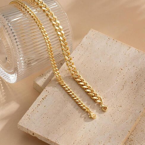 Gold Ankle Bracelets for Women 14K Gold Plated Anklets Stackable Thick Cuban Link Anklets Adjustable Waterproof Ankle Bracelet Layering Boho Foot Jewelry Hip Hop Beach Jewelry Gift in Kuwait