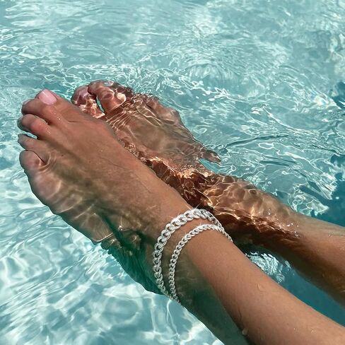 Gold Ankle Bracelets for Women 14K Gold Plated Anklets Stackable Thick Cuban Link Anklets Adjustable Waterproof Ankle Bracelet Layering Boho Foot Jewelry Hip Hop Beach Jewelry Gift in Kuwait