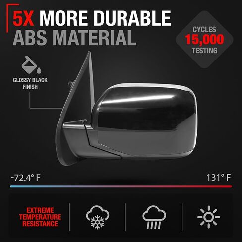 Driver Side Mirror Replacement - Compatible with 2009-2015 Honda Pilot - Powered Adjustment, Heated, Manual Fold, Flat Glass - Smooth Black, 16H5P - OEM 76258SZAA11ZF, HO1320248 in Kuwait